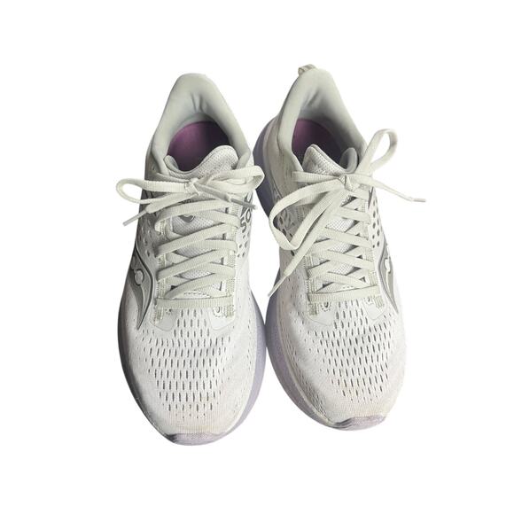 Saucony Ride 17 Womens Size 8 Running Shoes Cream Pink Athletic Sneakers PWRRUN+ - Picture 2 of 7